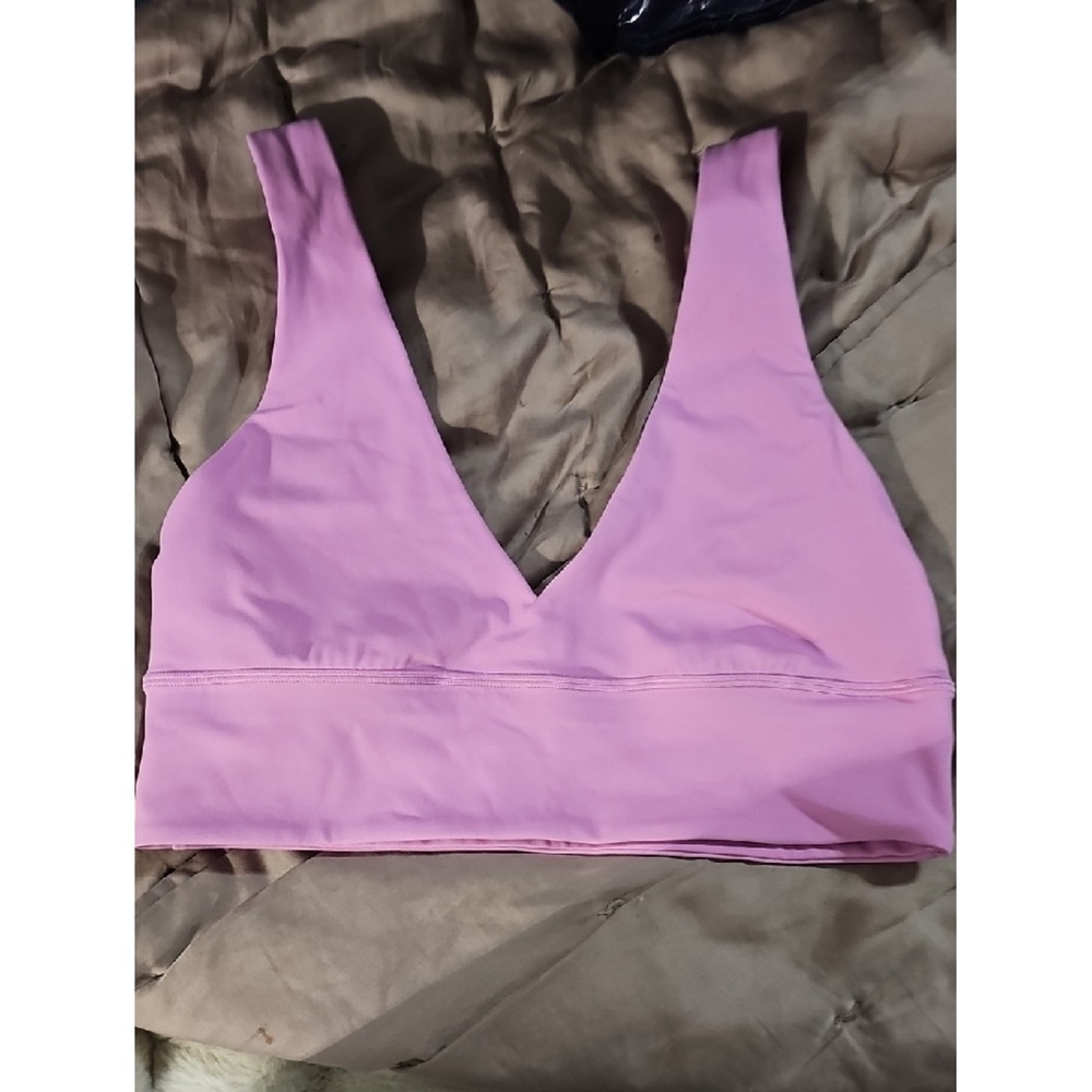 Lululemon Align V-Neck Bra Light Support Pink Purple Nulu LW2DW3S Size 8‎